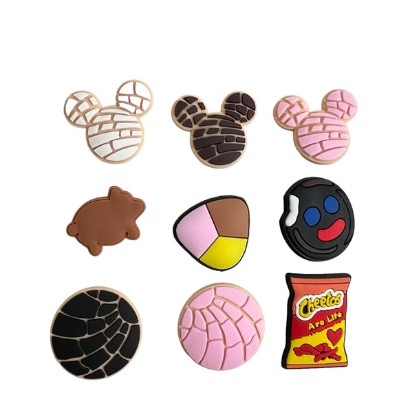 Mexican Concha Sweet Bread Hot Cheetos Shoe Charms Jibbitz New Lot of 10 - Picture 2 of 5